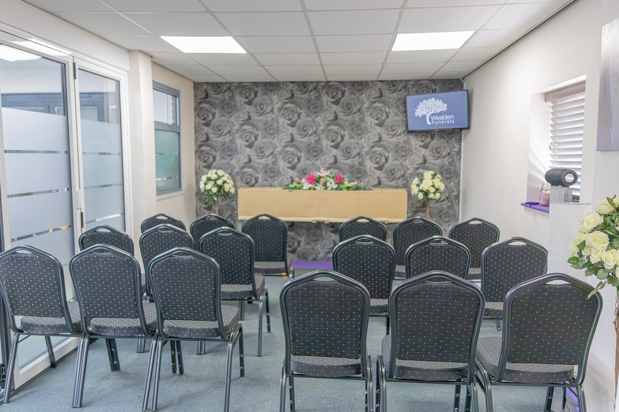 The private chapel at Wealden Funeral Services prepared for a farewell service