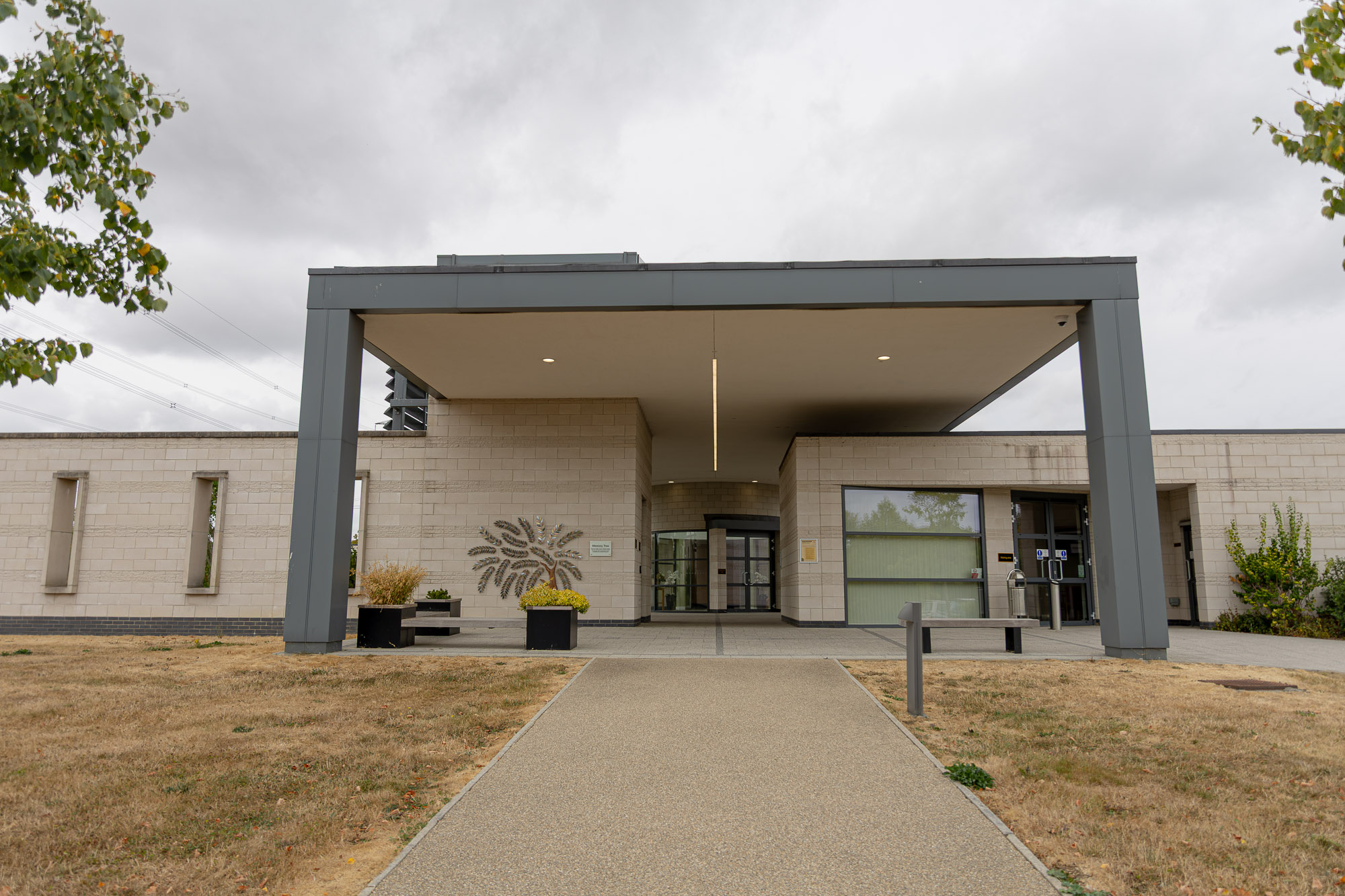 The entrance to Wealden Crematorium in the East Sussex countryside