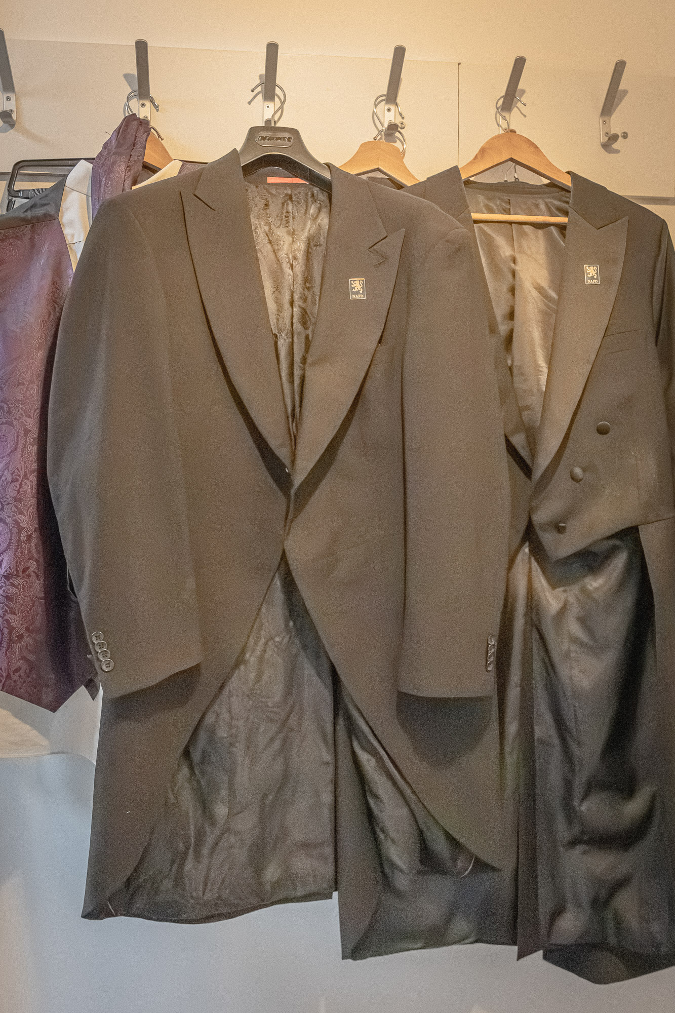 Coats and umbrellas ready for visitors at the Heathfield funeral home