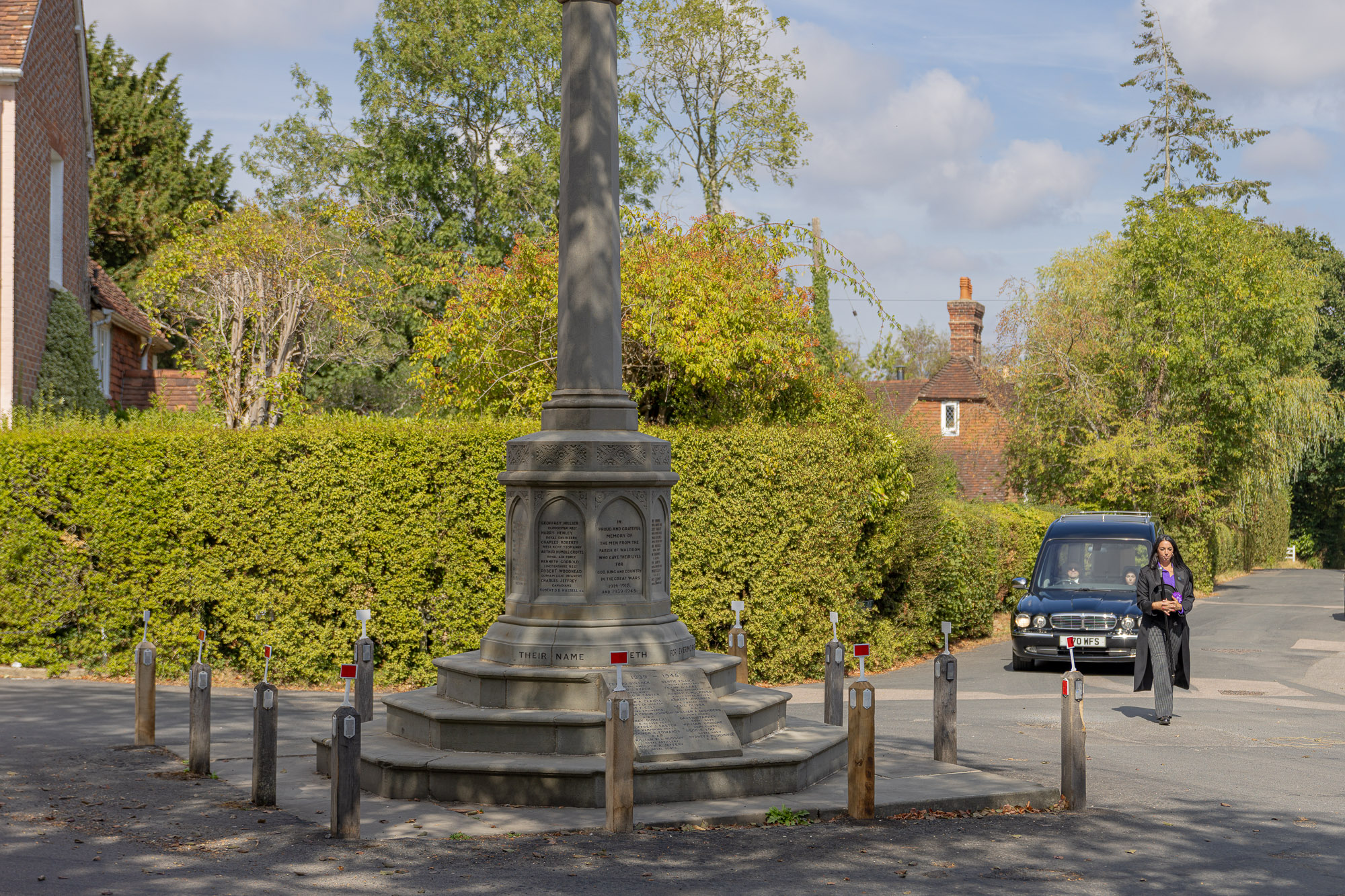Stacie preparing to lead the Wealden hearse at a local funeral